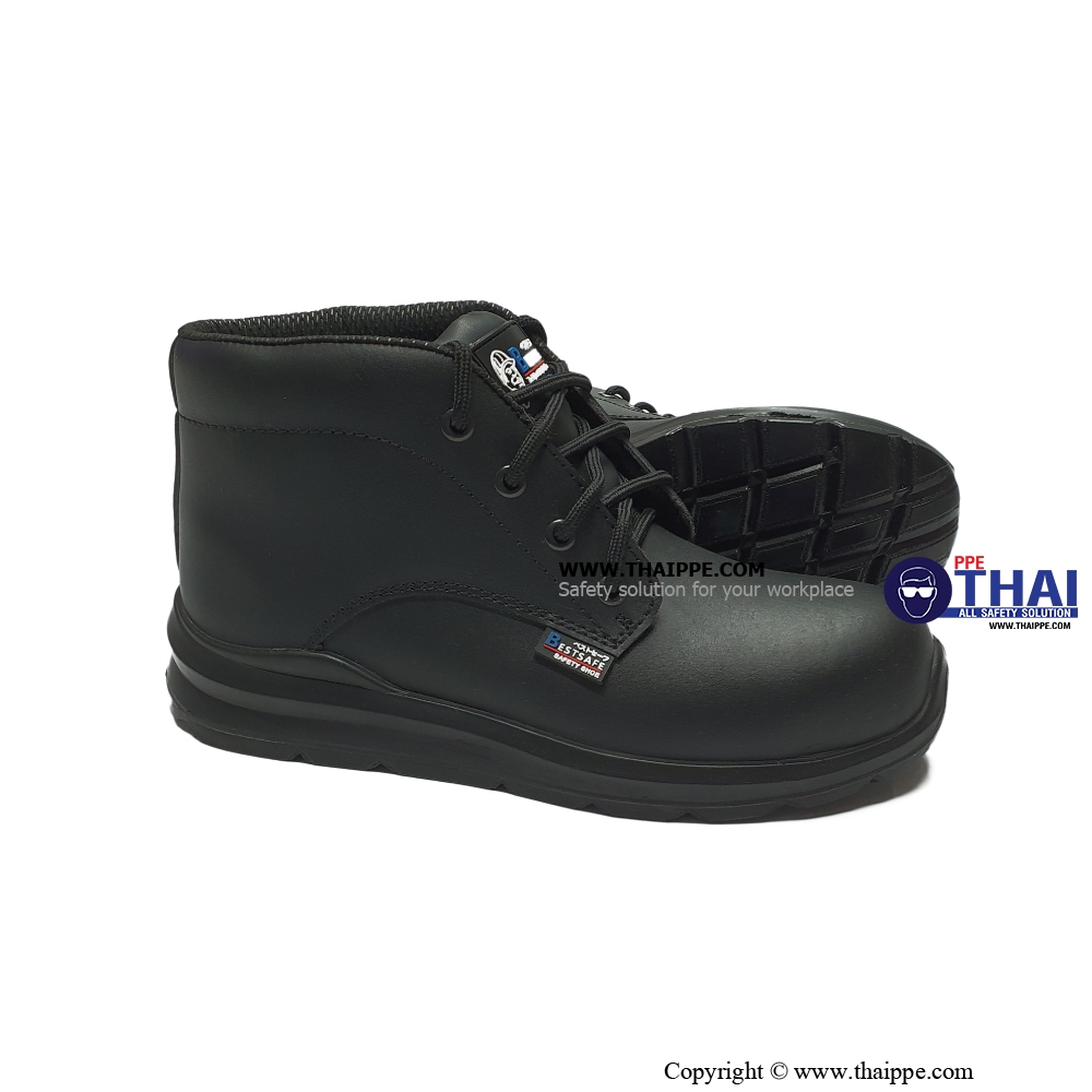 LADY B-SHORT [S3] รองเท้านิรภัยหุ้มข้อ สีดำ พื้น PU หัวเหล็ก พื้นเหล็ก ยี่ห้อ BESTSAFE