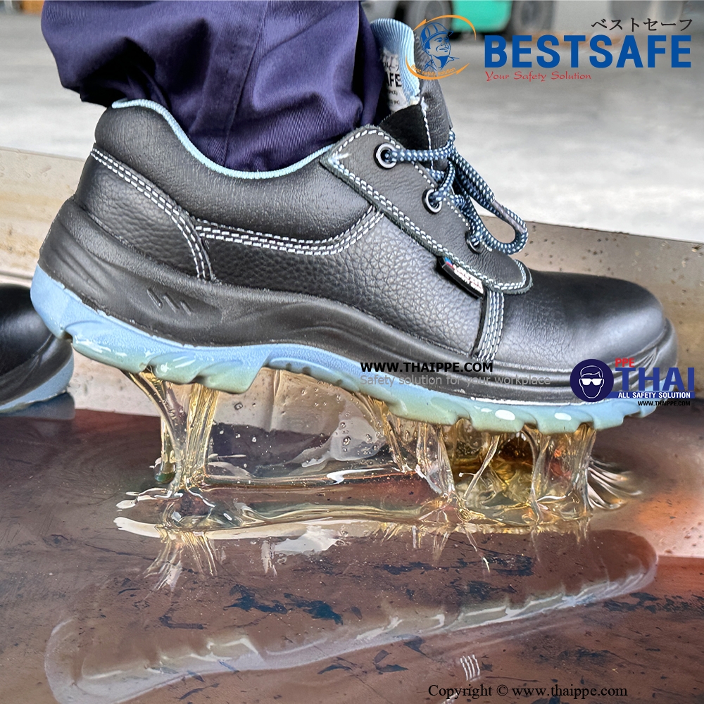 APOLO AIR SPACE [S3] รองเท้านิรภัยหุ้มส้น สีดำ พื้น PU/TPU, หัวคอมโพสิต200J พื้น Dynaflex ยี่ห้อ BESTSAFE 
