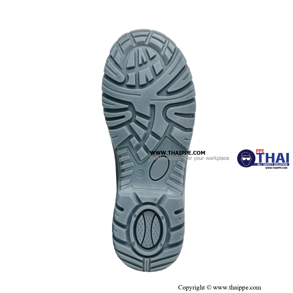 T02-TEXAS (6340A) #BESTSAFE รองเท้านิรภัยแบบหุ้มข้อ  หนังวัวอัดลายกันน้ำ สีดำ พื้น PU injection, หัวเหล็ก 200 J กันทะลุเสริมแผ่นเหล็ก S3 SRC ยี่ห้อ BESTSAFE