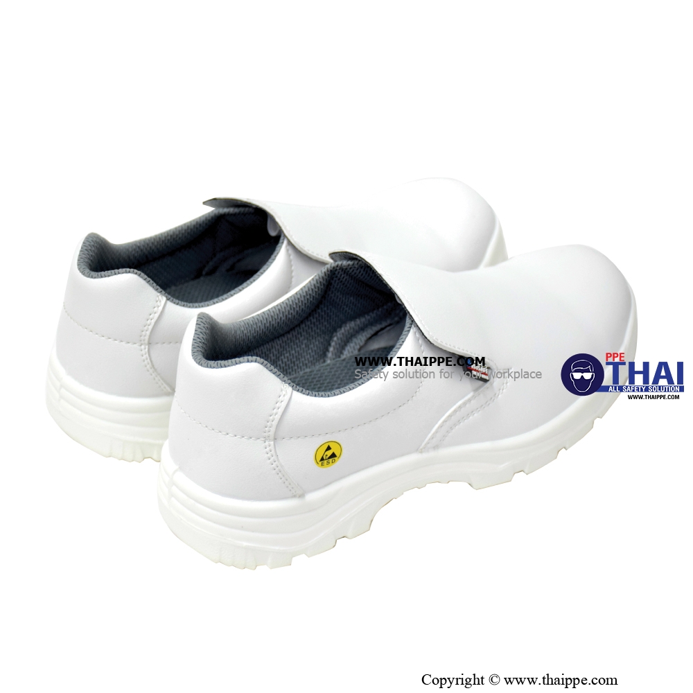 ELASTIC- A White [S2] รองเท้านิรภัยหุ้มส้น สีขาว พื้น PU หัวเหล็ก ยี่ห้อ BESTSAFE