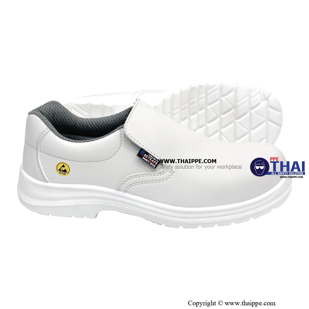 ELASTIC- A White [S2] รองเท้านิรภัยหุ้มส้น สีขาว พื้น PU หัวเหล็ก ยี่ห้อ BESTSAFE