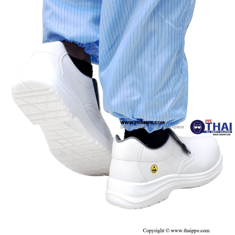 ELASTIC- A White [S2] รองเท้านิรภัยหุ้มส้น สีขาว พื้น PU หัวเหล็ก ยี่ห้อ BESTSAFE
