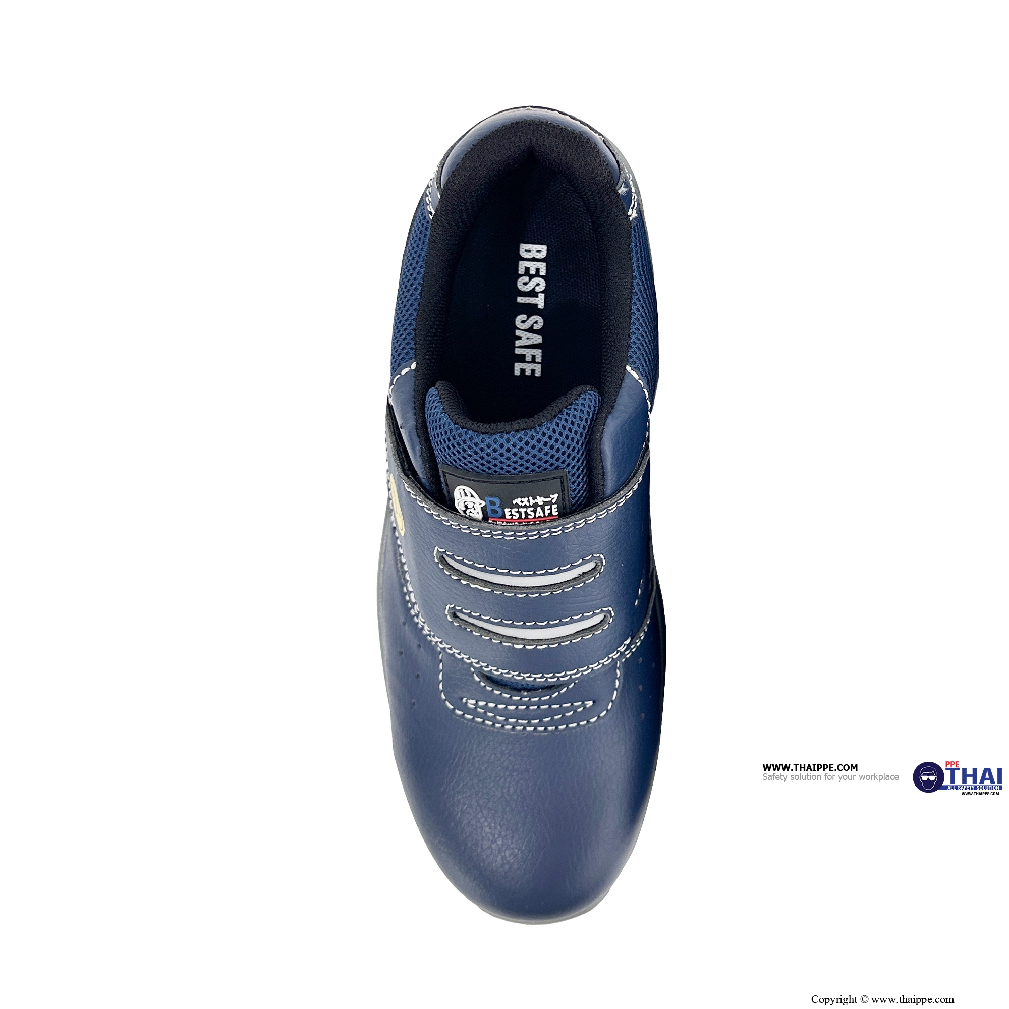 BALANCE TAPE BLUE [S2] #BESTSAFE รองเท้านิรภัยหุ้มส้นแบบเทปเวลโกร สีกรม พื้น PU/PU หัว COMPOSITE