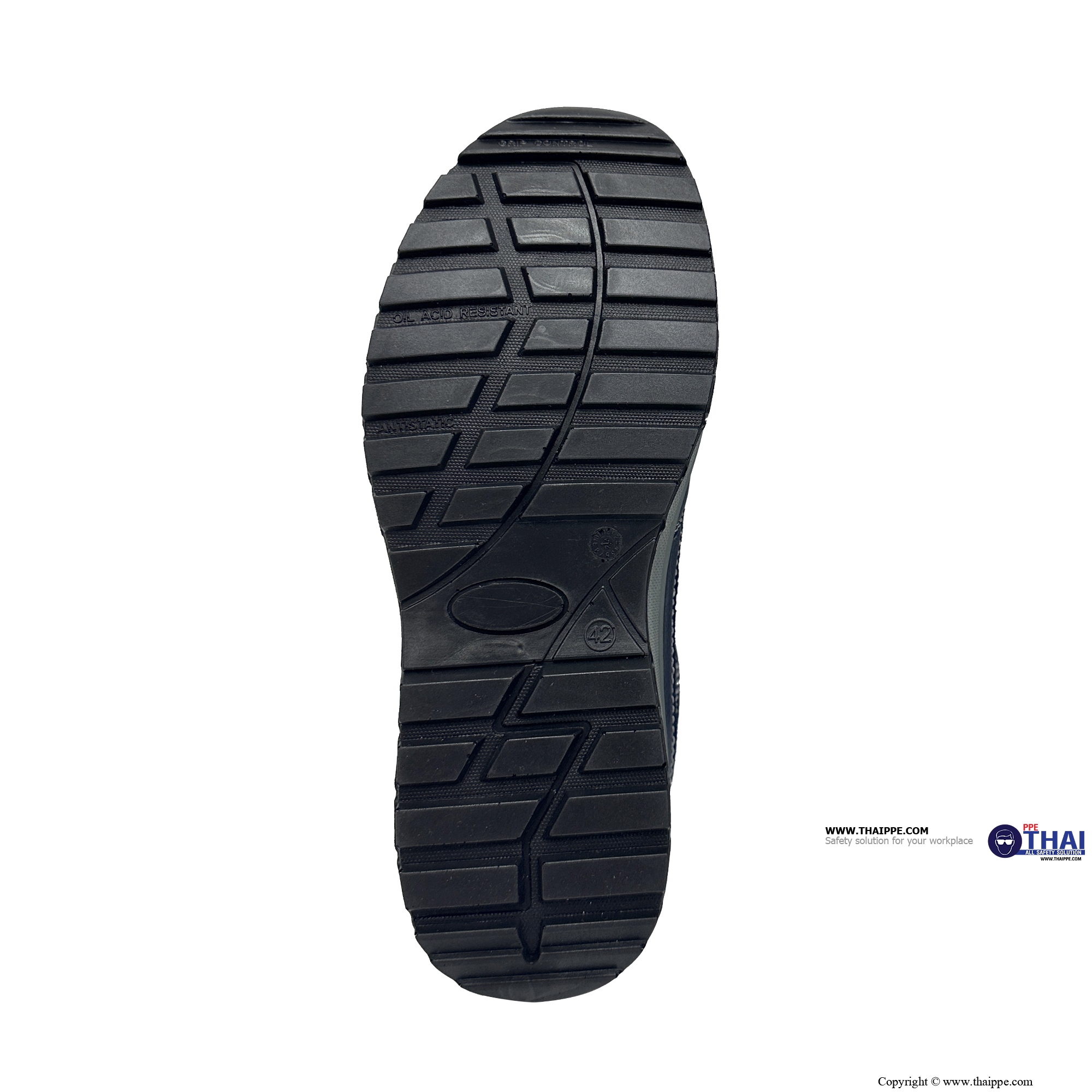 BALANCE TAPE BLUE [S2] #BESTSAFE รองเท้านิรภัยหุ้มส้นแบบเทปเวลโกร สีกรม พื้น PU/PU หัว COMPOSITE