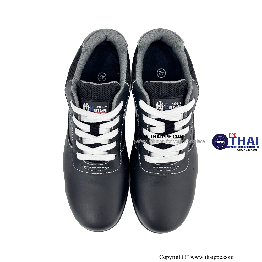 Z-California Nitrile Black [S2 SR FO HI CI] ] # BESTSAFE รองเท้านิรภัยทรง SPORT MICROFIBER LEATHER  สีดำ หัว COMPOSITE พื้น NITRILE 180°C กันทะลุ Dynaflex  ยี่ห้อ BESTSAFE