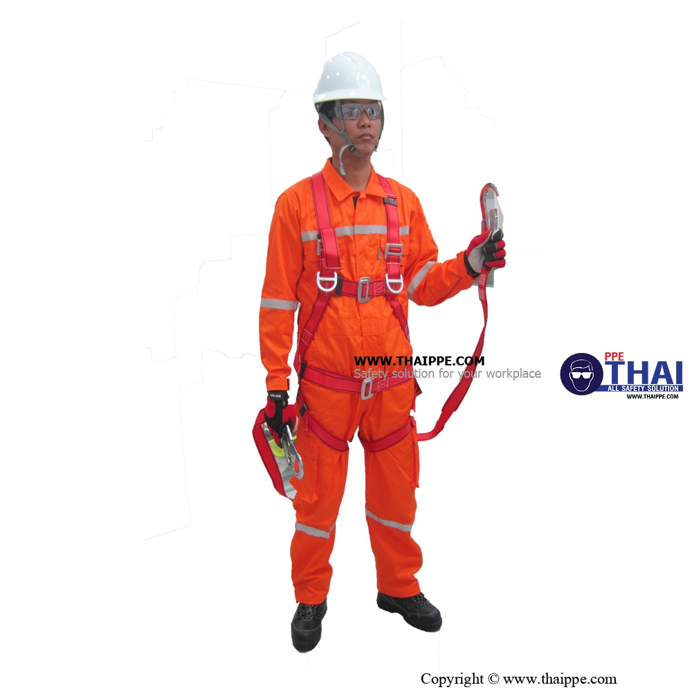 เข็มขัดเต็มตัว (SET - Full body harness) # BESTSAFE - JTECH-102 เข็มขัดนิรภัยชนิดเต็มตัว รัดอก-เอว #JE135119D  +SB-W102 เชือกนิรภัย Y ตะขอใหญ่ ยาว 1.8 m. CALABINER + กระเป๋าผ้าสำหรับใส่ Harness 