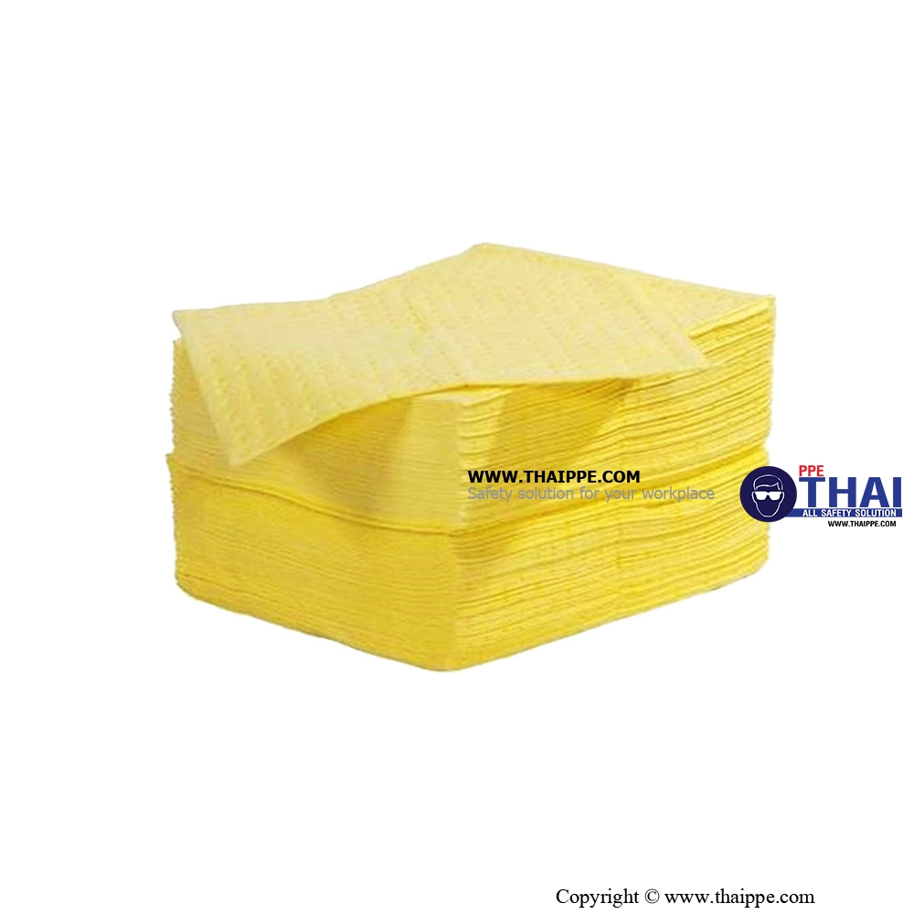 PAD# HOS-LMT-3502S วัสดุดูดซับสารเคมีสีเหลืองแบบแผ่น บรรจุ 100 Sheet / Box # BESTSAFE