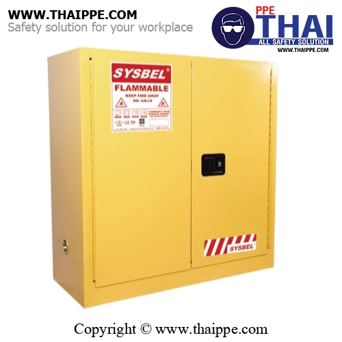 A4) #WA810300 : ตู้สำหรับเก็บของเหลวไวไฟ Flammable Cabinets 114 L 2 door (manual) Certification(FM/CE) Ext dimension  112x109x46 cm.  SYSBEL