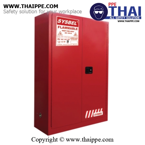 B-4) #WA810450R : ตู้สำหรับเก็บของเหลวไวไฟ และติดไฟง่าย Combustible Cabinets  170 L 2 door (manual) Certification(FM/CE) Ext dimension  165x109x46  SYSBEL