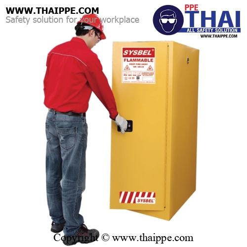 A6) #WA810540 : ตู้สำหรับเก็บของเหลวไวไฟ Flammable Cabinets 204 L 1 door (manual) Certification(FM/CE) Ext dimension  165x60x87  SYSBEL