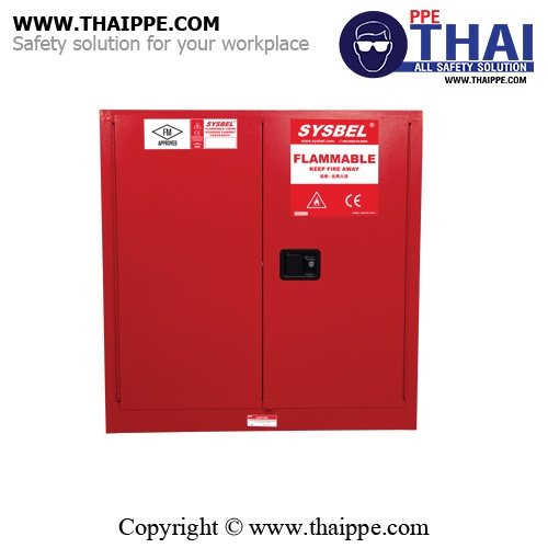 B-3) #WA810300R : ตู้สำหรับเก็บของเหลวไวไฟ และติดไฟง่าย Combustible Cabinets  114 L 2 door (manual) Certification(FM/CE) Ext dimension  112x109x46  SYSBEL