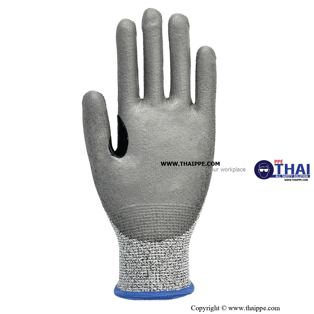BESTSAFE - DC-01 ถุงมือกันบาด HPPE เคลือบ PU เสริมกันบาดง่ามนิ้ว