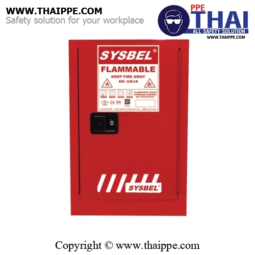 B-2) #WA810120R : ตู้สำหรับเก็บของเหลวไวไฟ และติดไฟง่าย Combustible Cabinets  45 L 1 door (manual) Certification(FM/CE) Ext dimension  89x59x46  SYSBEL  (ไม่รวมสายดิน)