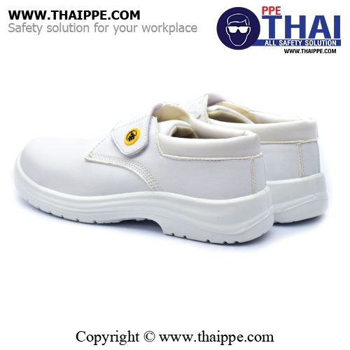 TAPE- A ESD [S2] รองเท้านิรภัยหุ้มส้นแบบเทปเวลโกร สีขาว พื้น PU หัวเหล็ก ยี่ห้อ BESTSAFE 