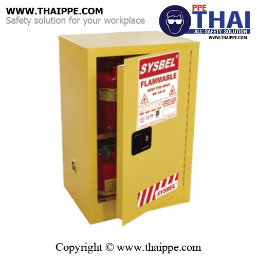 A2) #WA810120 : ตู้สำหรับเก็บของเหลวไวไฟ Flammable Cabinets 45 L 1 door (manual) Certification(FM/CE) Ext dimension  89x59x46  SYSBEL