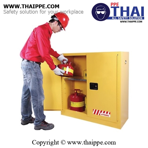 A4) #WA810300 : ตู้สำหรับเก็บของเหลวไวไฟ Flammable Cabinets 114 L 2 door (manual) Certification(FM/CE) Ext dimension  112x109x46 cm.  SYSBEL