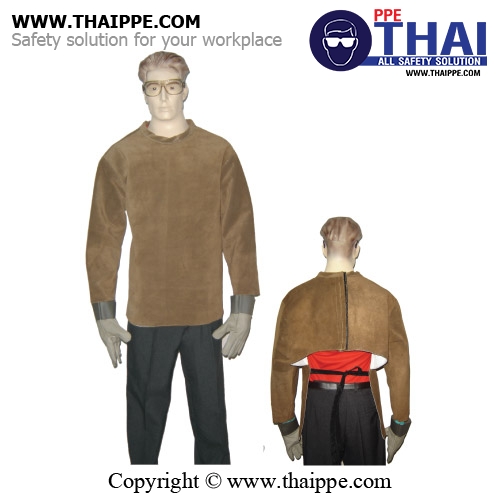 TYPE 1A # ชุดเสื้อคลุมหนังท้องเปิดหลัง เทปเวลโกรว์ด้านหลัง BESTSAFE