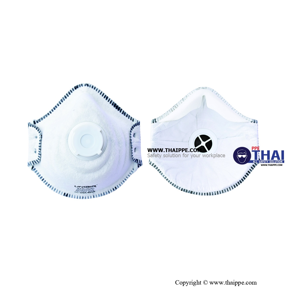 UNIAIR-004  #หน้ากากป้องกันฝุ่น, ละออง, ฟูมโลหะ, ไอระเหยจากสารเคมี แบบมีวาล์ว #UNIAIR