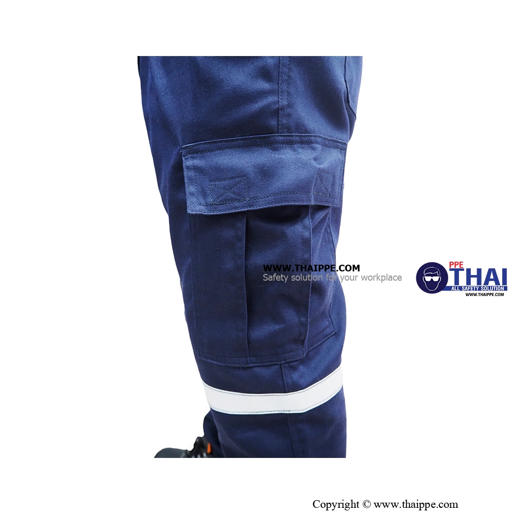  02-กางเกงช็อปช่าง ผ้าคอมทวิว แบบ Style02 (มีจีบ) สี : กรม