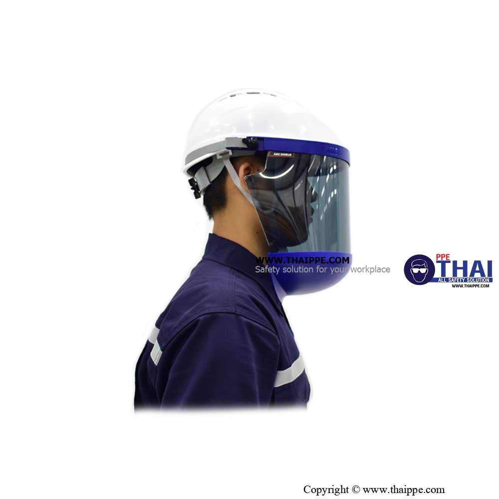 ARC19 [FCA9]# BESTSAFE - Arc Flash FaceShield 19 cal/cm2 [PPE-2] แผ่นกระบังหน้าเลนส์ ARC FLASH แบบคลุมคาง - กันไฟฟ้า เลนส์เฉดเทา