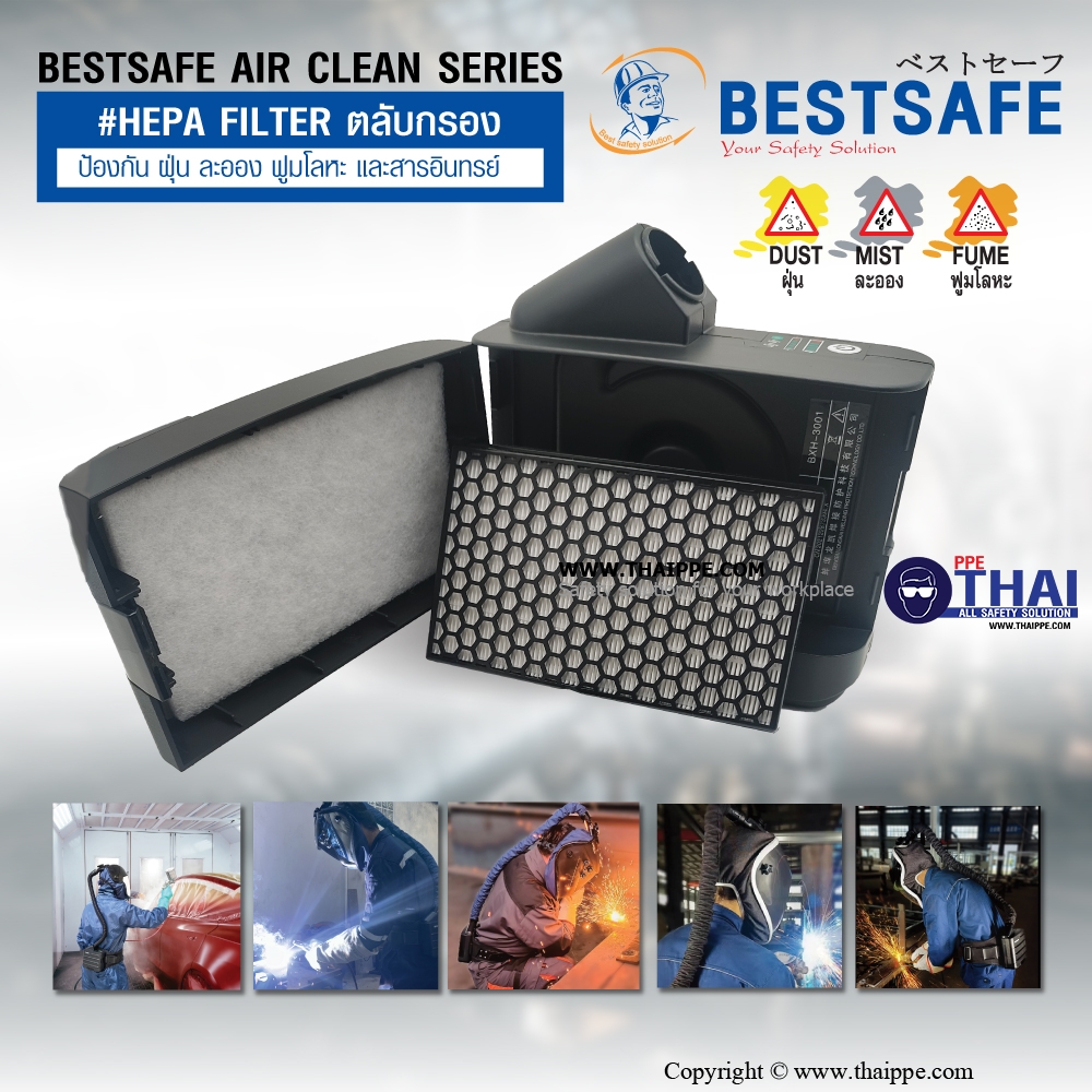 BESTSAFE AIR CLEAN SERIES # HEPA FILTER ตลับกรองป้องกัน  ฝุ่น ละออง ฟูมโลหะ และสารอินทรย์