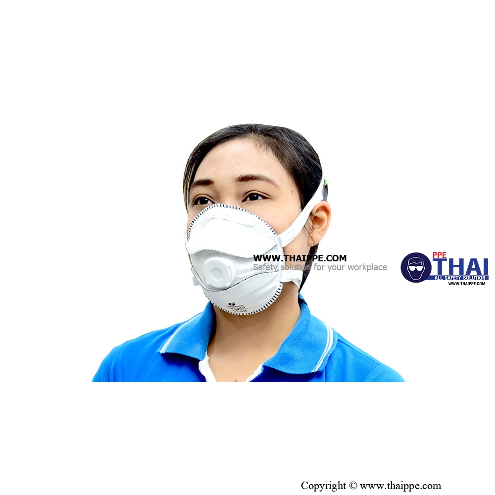 UNIAIR-011 #หน้ากากป้องกันฝุ่น, ละออง, ฟูมโลหะ แบบมีวาล์ว #UNIAIR