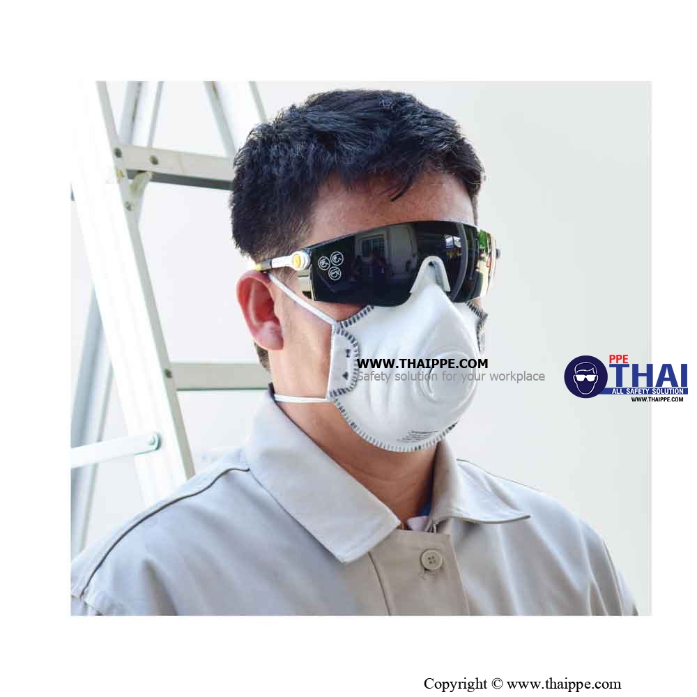 UNIAIR-004  #หน้ากากป้องกันฝุ่น, ละออง, ฟูมโลหะ, ไอระเหยจากสารเคมี แบบมีวาล์ว #UNIAIR