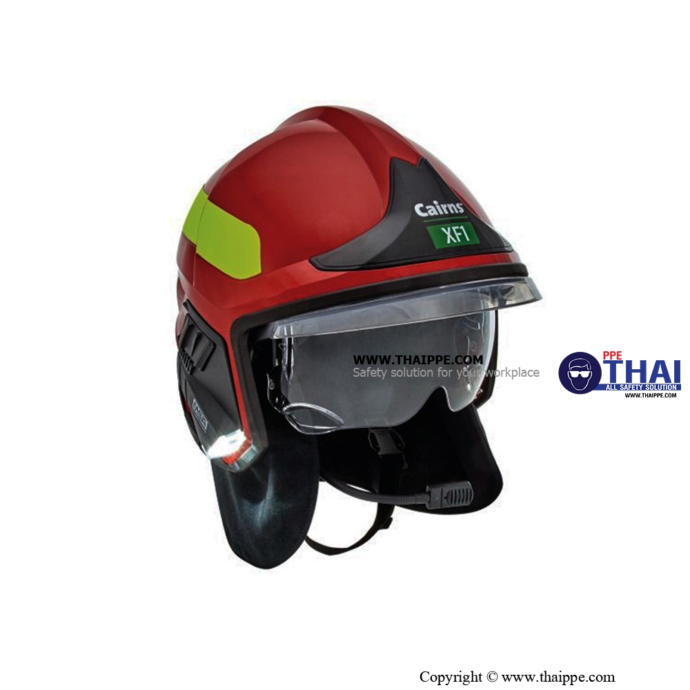 Helmet , Cairns XF1, red, glossy หมวกดับเพลิง ยี่ห้อ MSA