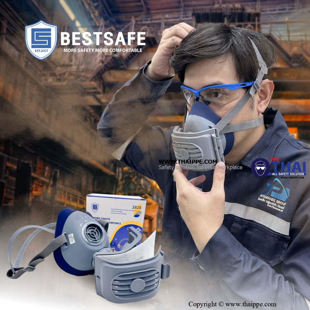 2828  หน้ากากท่อเดียวครึ่งหน้า Low-Resistance High-Efficiency Comfort Silicone Single-Cartridge Respirator