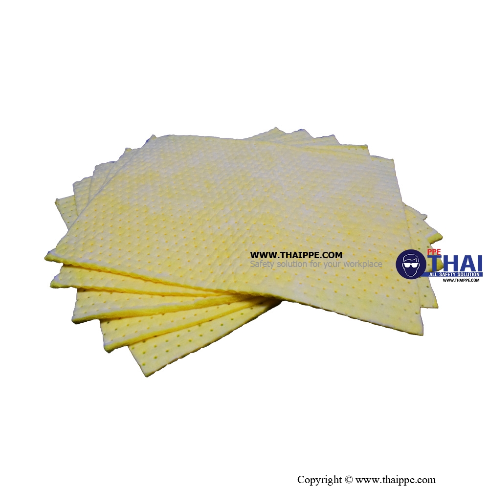 PAD# HOS-LMT-3502S วัสดุดูดซับสารเคมีสีเหลืองแบบแผ่น บรรจุ 100 Sheet / Box # BESTSAFE