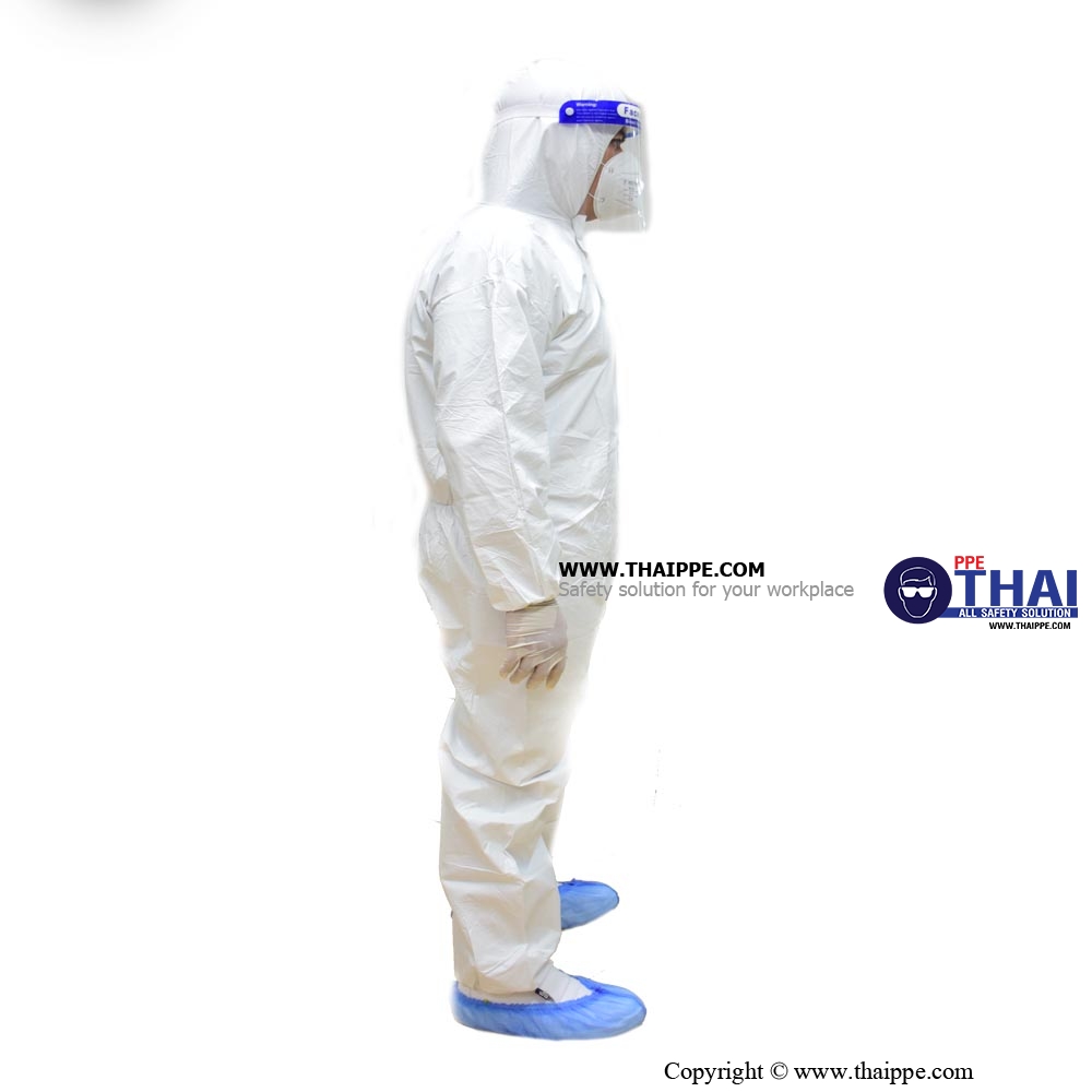 SF-001 # SF- BESTSAFE STANDARD # COVERALL [SERGE SEAM] ชุดป้องกันสารเคมี งานอุตสาหกรรมและการแพทย์ Type 5,6 Level C #BESTSAFE