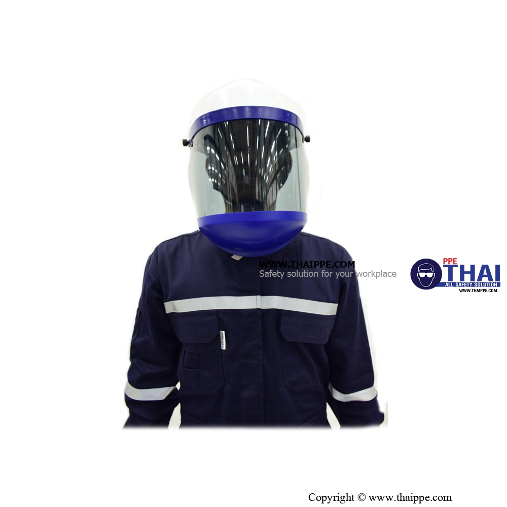 ARC19 [FCA9]# BESTSAFE - Arc Flash FaceShield 19 cal/cm2 [PPE-2] แผ่นกระบังหน้าเลนส์ ARC FLASH แบบคลุมคาง - กันไฟฟ้า เลนส์เฉดเทา