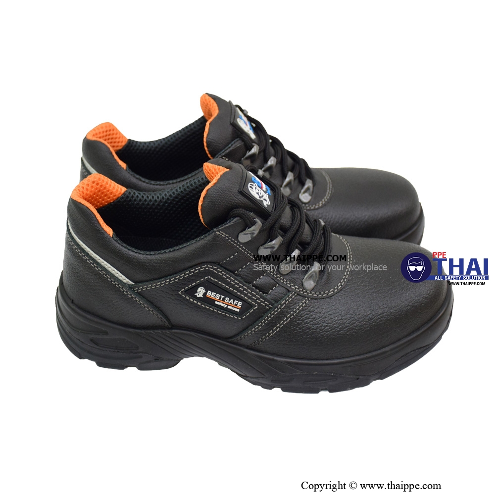 H01-HEAT TECH SB HRO HI CI SR FO [EH] รองเท้านิรภัยหุ้มส้น หนัง S1 สีดำ พื้น PU/R  ป้องกันไฟฟ้า 18 kV ยี่ห้อ BESTSAFE