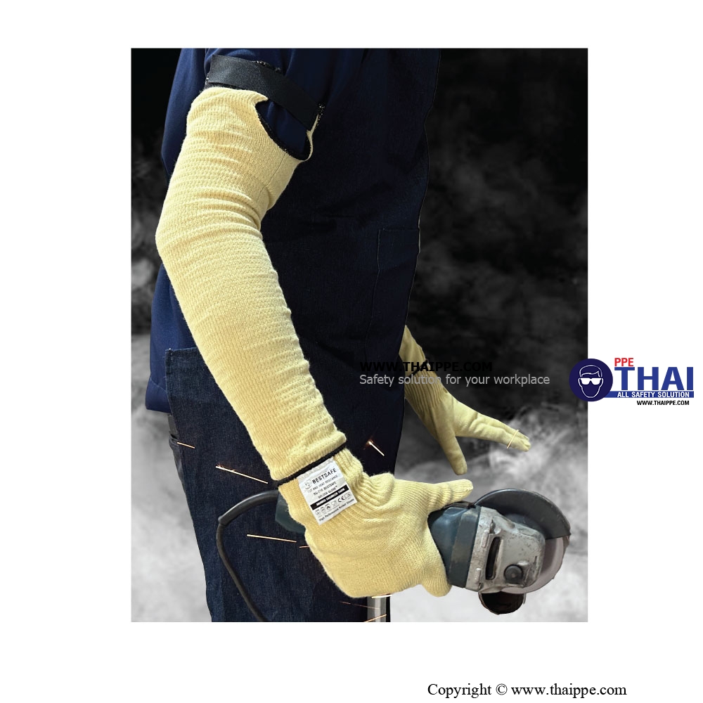 BESTSAFE - ARAMID SLEEVE CUT3 #AM-01-18 นิ้ว ปลอกแขนกันบาดและทนความร้อน