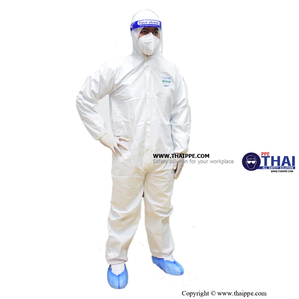 SF-001 # SF- BESTSAFE STANDARD # COVERALL [SERGE SEAM] ชุดป้องกันสารเคมี งานอุตสาหกรรมและการแพทย์ Type 5,6 Level C #BESTSAFE