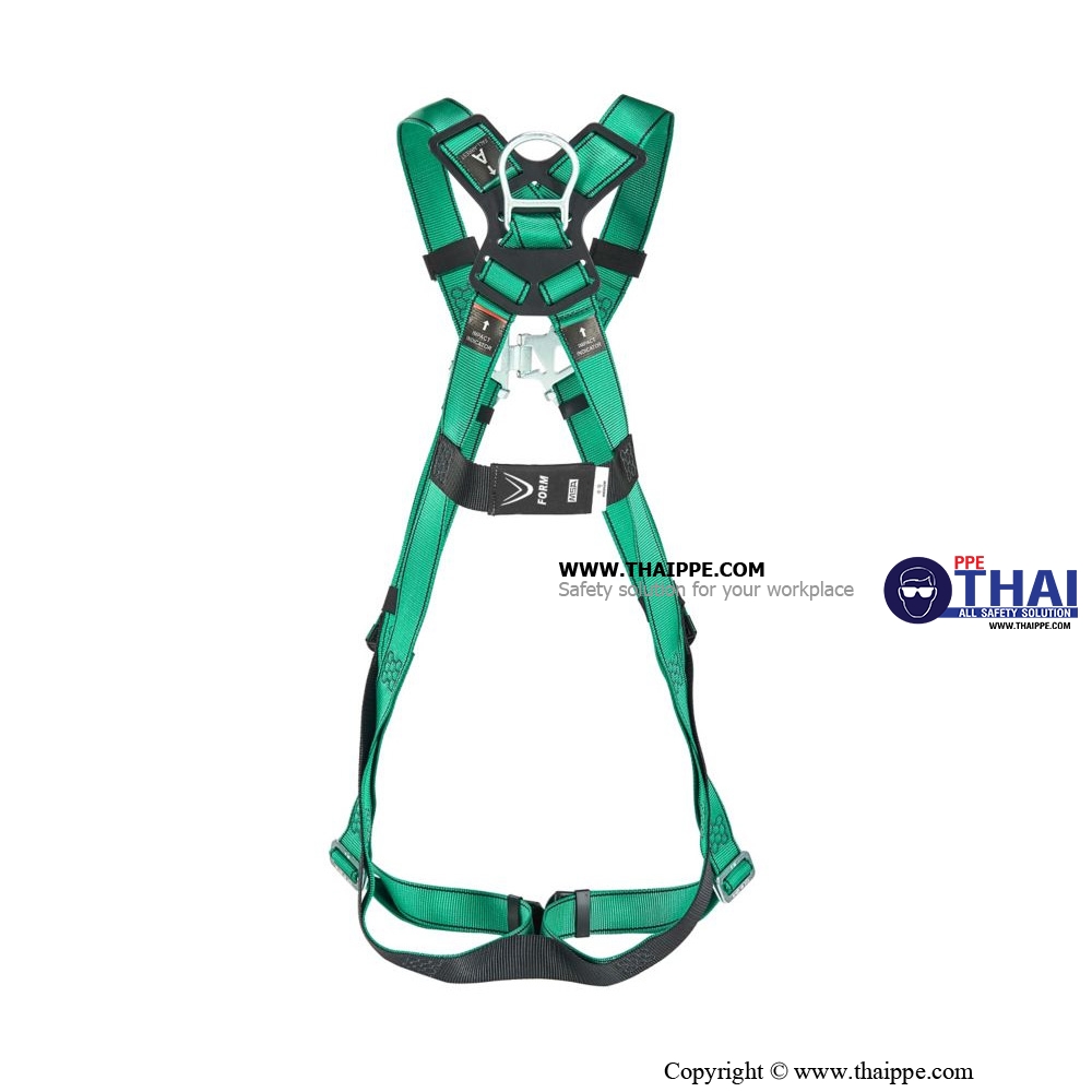 10205337 V-FORM HARNESS MD GREEN COLOR STEEL HARDWARE BACK & CHEST D-RING, QUICK-FIT BUCKLE, EN VERSION