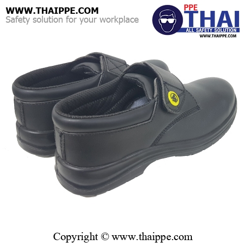 TAPE- B ESD [S2] รองเท้านิรภัยหุ้มส้นแบบเทปเวลโกร สีดำ พื้น PU หัวเหล็ก ยี่ห้อ BESTSAFE size 39