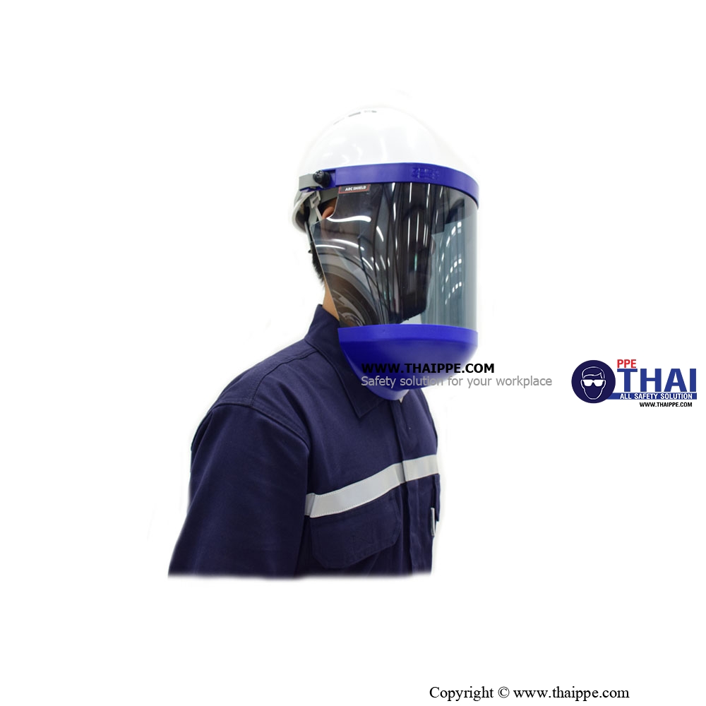 ARC19 [FCA9]# BESTSAFE - Arc Flash FaceShield 19 cal/cm2 [PPE-2] แผ่นกระบังหน้าเลนส์ ARC FLASH แบบคลุมคาง - กันไฟฟ้า เลนส์เฉดเทา