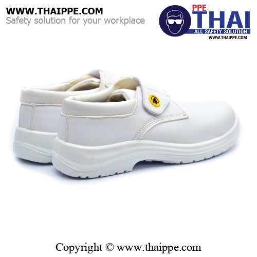 TAPE- A ESD [S2] รองเท้านิรภัยหุ้มส้นแบบเทปเวลโกร สีขาว พื้น PU หัวเหล็ก ยี่ห้อ BESTSAFE size 35 