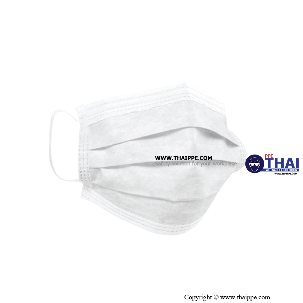 BESTSAFE-033 # 3 Ply mask medical BESTSAFE-033 Plastic Pack # สีขาว - ผ้าปิดจมูกกรองฝุ่นกระดาษสำหรับทางการแพทย์ (50ชิ้น/กล่อง)