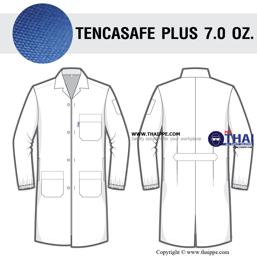 ชุดเสื้อกราวน์  แขนยาว Style 02 แบบกระดุม แขนจั๊ม  #ผ้า Tecasafe Plus 7 Oz.