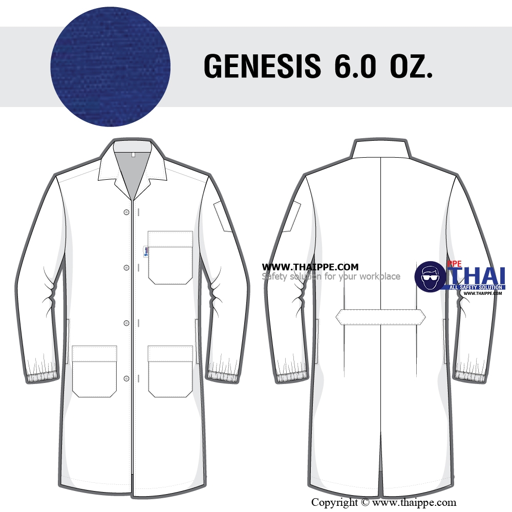  ชุดเสื้อกราวน์  แขนยาว Style 02 แบบกระดุม แขนจั๊ม  #ผ้า Genesis 6.0 Oz. 