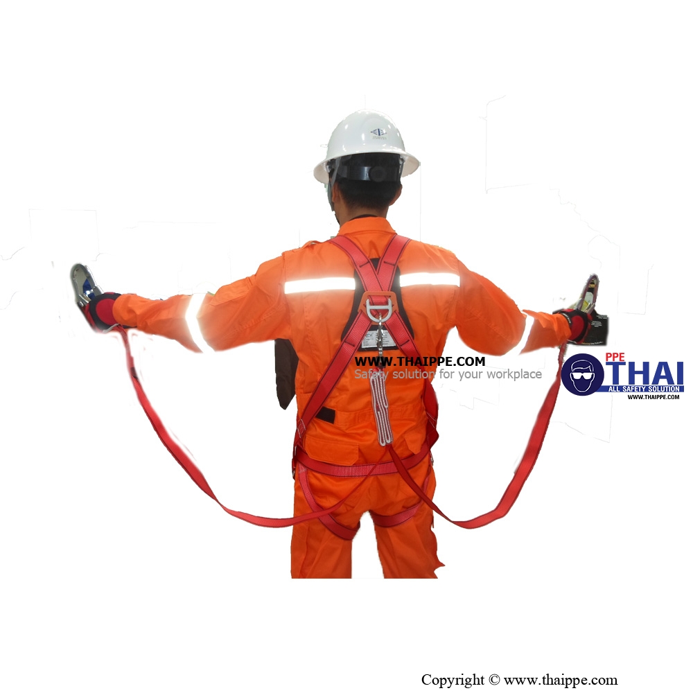 เข็มขัดเต็มตัว (SET - Full body harness) # BESTSAFE - JTECH-102 เข็มขัดนิรภัยชนิดเต็มตัว รัดอก-เอว #JE135119D  +SB-W102 เชือกนิรภัย Y ตะขอใหญ่ ยาว 1.8 m. CALABINER + กระเป๋าผ้าสำหรับใส่ Harness 