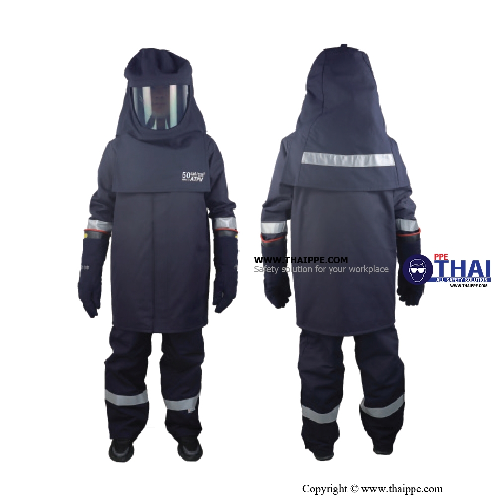 BEST-ARC50 CAL #Arc flash protective Suit แบบ Set 50 cal/cm2 [ไม่รวมถุงมือ รองเท้า] #BESTSAFE 