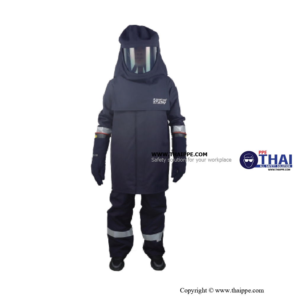 BEST-ARC50 CAL #Arc flash protective Suit แบบ Set 50 cal/cm2 [ไม่รวมถุงมือ รองเท้า] #BESTSAFE 