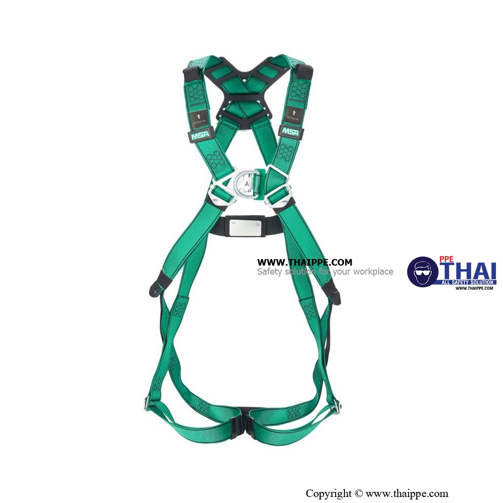 10205337 V-FORM HARNESS MD GREEN COLOR STEEL HARDWARE BACK & CHEST D-RING, QUICK-FIT BUCKLE, EN VERSION