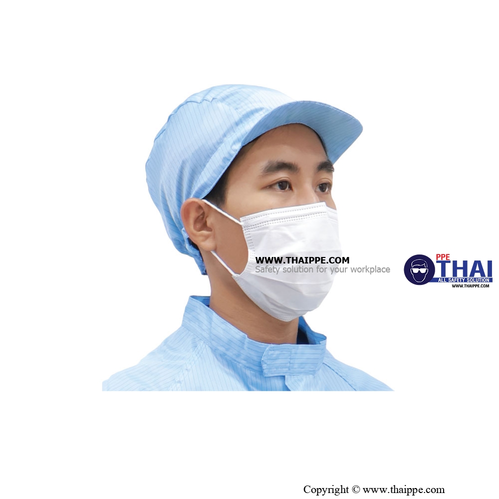 PGM-H-2 # ESD Reusable Cap - Head Cover - หมวกคลุมผม ESD แบบ Cap สี: ฟ้า #BESTSAFE