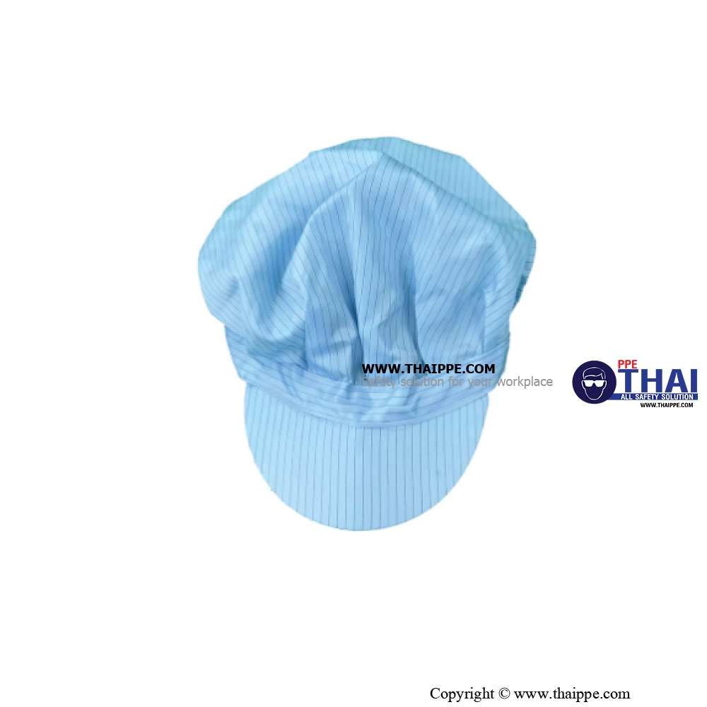 PGM-H-2 # ESD Reusable Cap - Head Cover - หมวกคลุมผม ESD แบบ Cap สี: ฟ้า #BESTSAFE