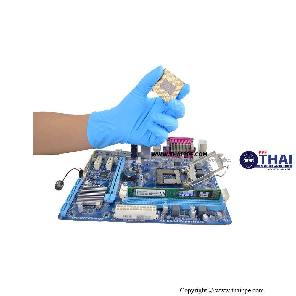 BG-0001 Extra Thick # NITRILE Disposable glove - # TH - ถุงมือยางไนไตร - ไม่มีแป้ง Disposable : สีฟ้า