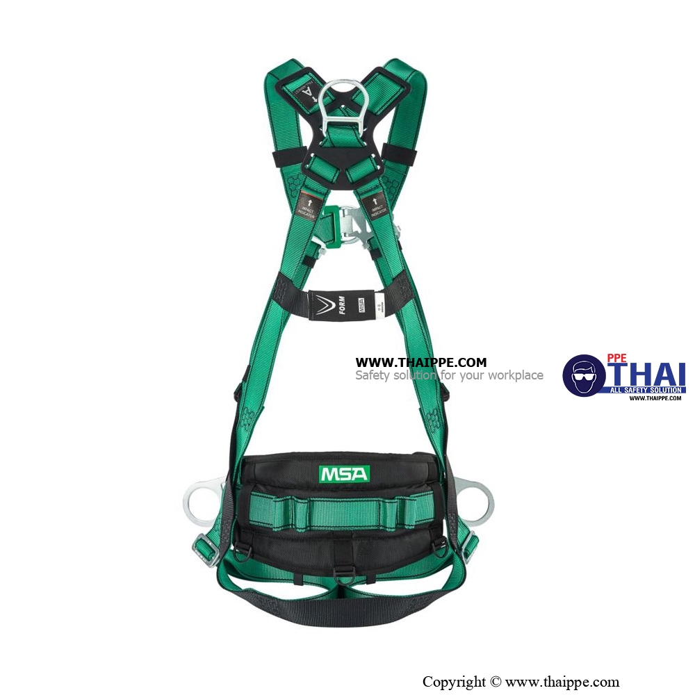 10205337 V-FORM HARNESS MD GREEN COLOR STEEL HARDWARE BACK & CHEST D-RING, QUICK-FIT BUCKLE, EN VERSION